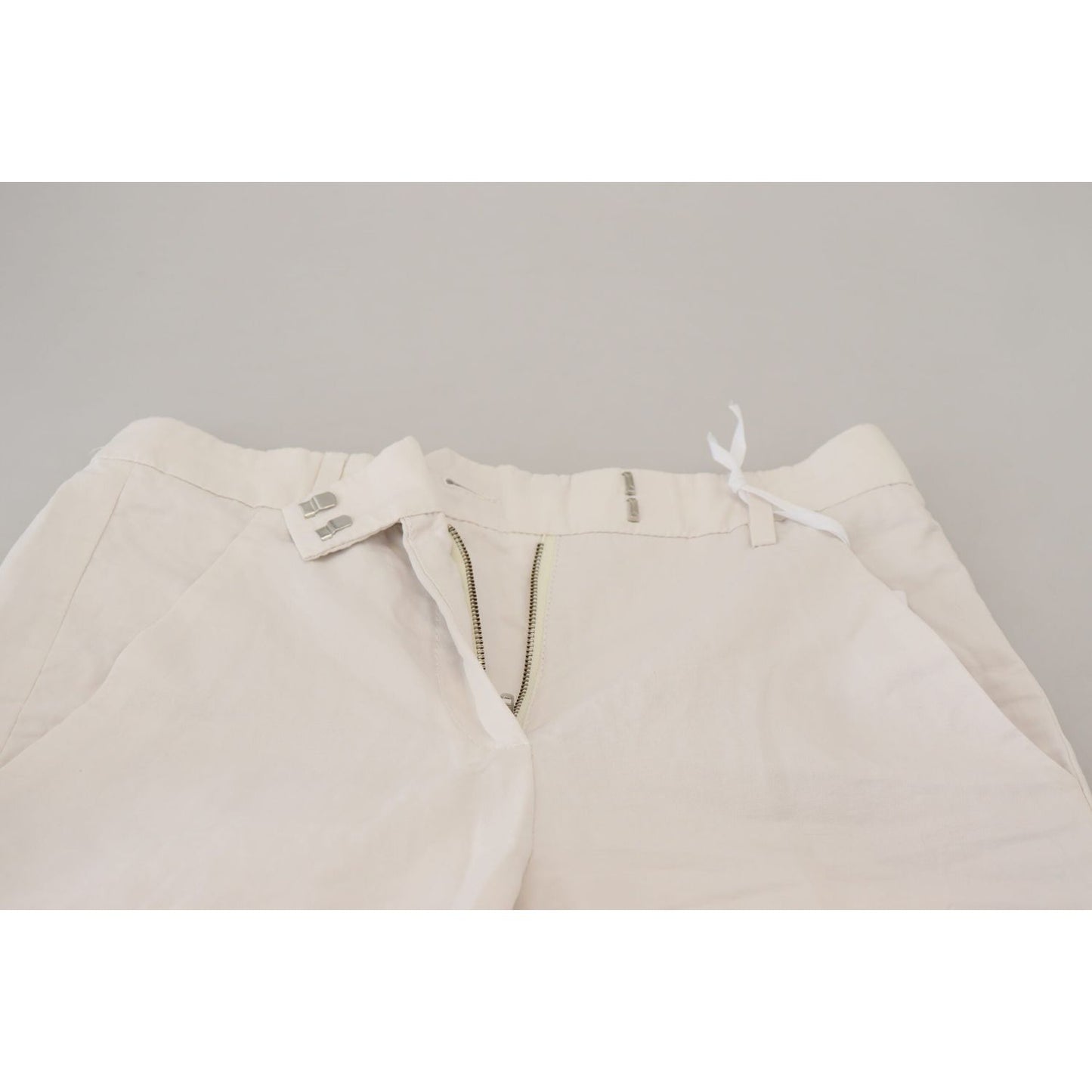 Dondup White High Waist Tapered Women Pants Dondup