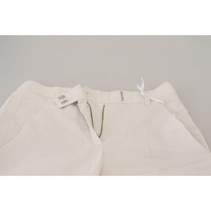 Dondup White High Waist Tapered Women Pants Dondup
