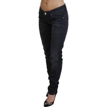 Acht Black Washed Low Waist Slim Fit Cotton Denim Jeans Acht