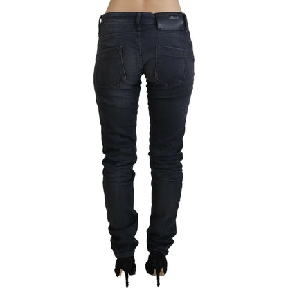Acht Black Washed Low Waist Slim Fit Cotton Denim Jeans Acht