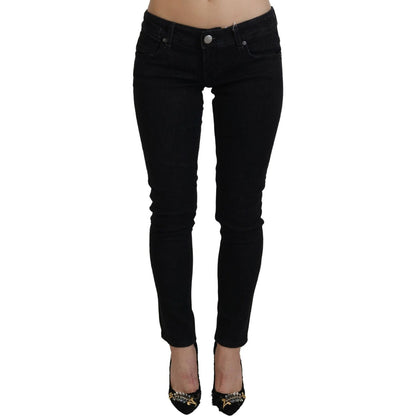 Acht Black Low Waist Slim Fit Cotton Denim Jeans Acht