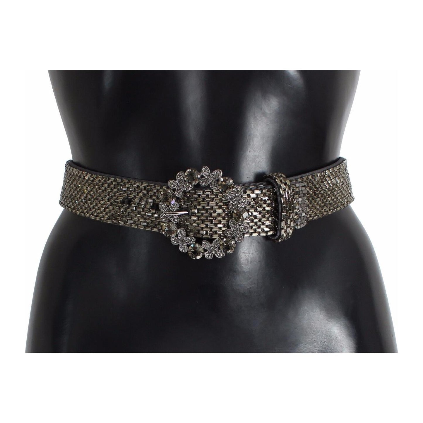 Dolce & Gabbana Multicolor Wide Crystal Buckle Sequined Belt