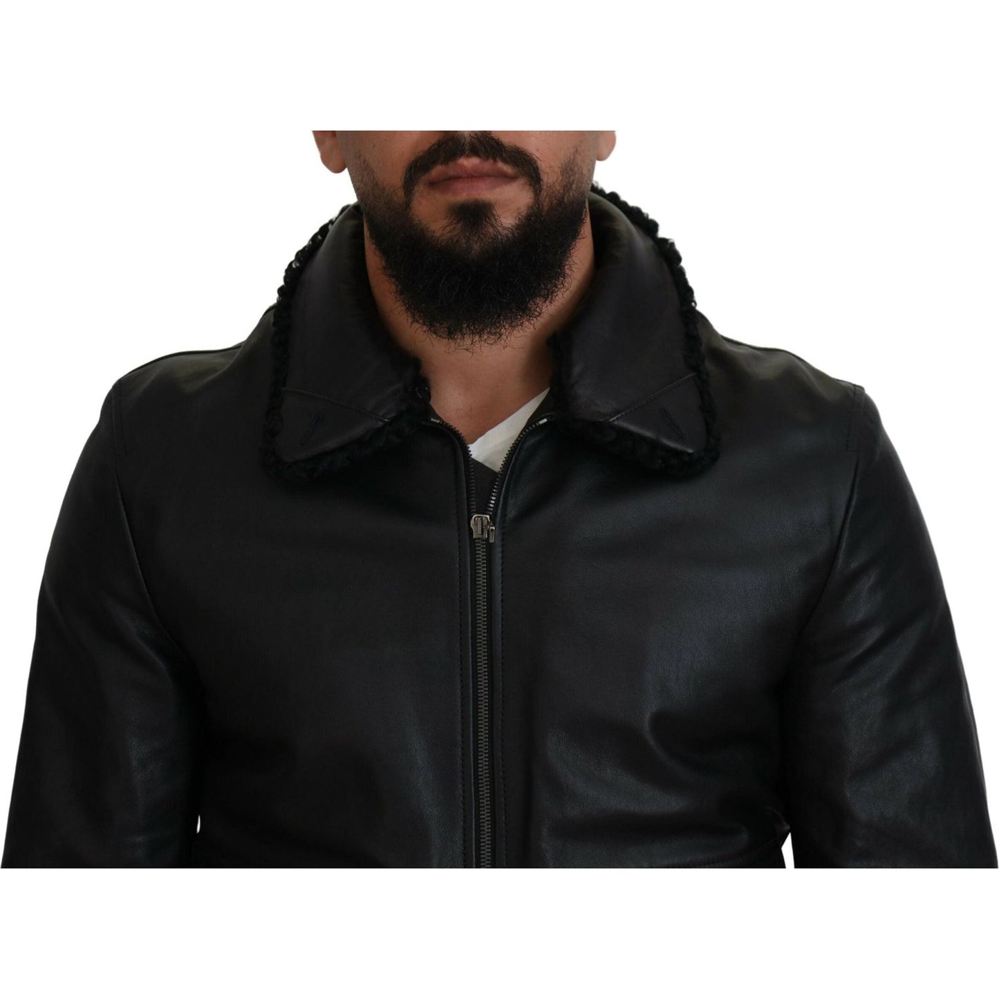 Dolce & Gabbana Chic Black Leather Silk-Lined Jacket Dolce & Gabbana