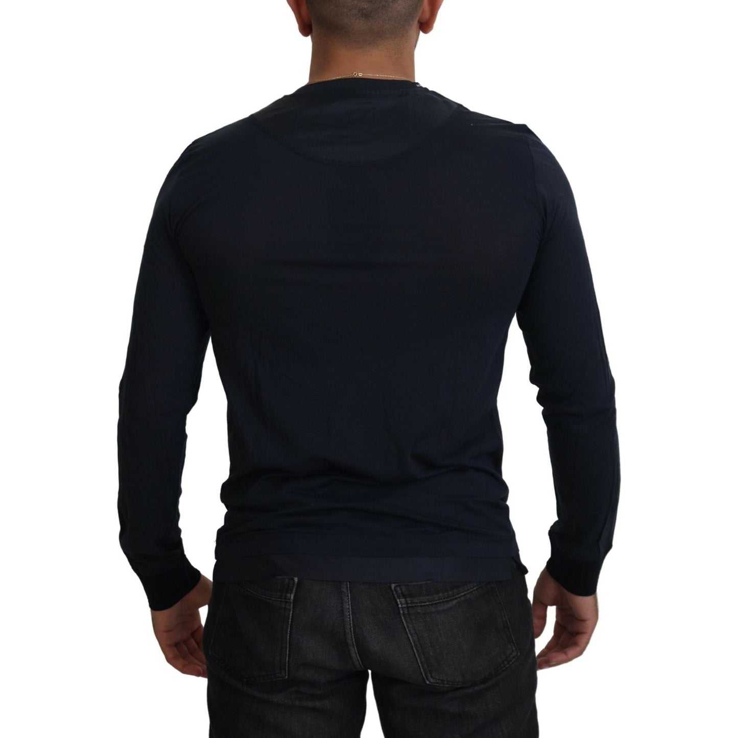 Dolce & Gabbana Elegant Cotton-Silk Blend Blue Pullover Dolce & Gabbana