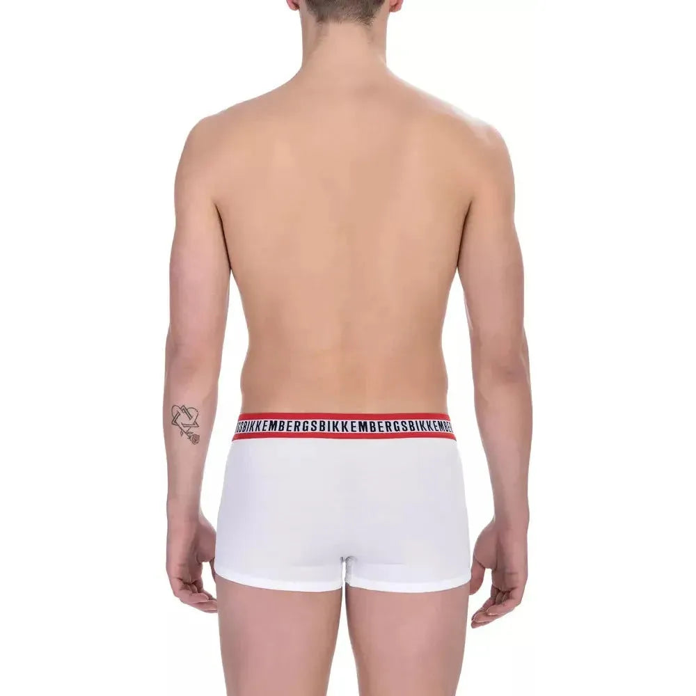 Bikkembergs White Cotton Men's Underwear Trunk Twin Pack
