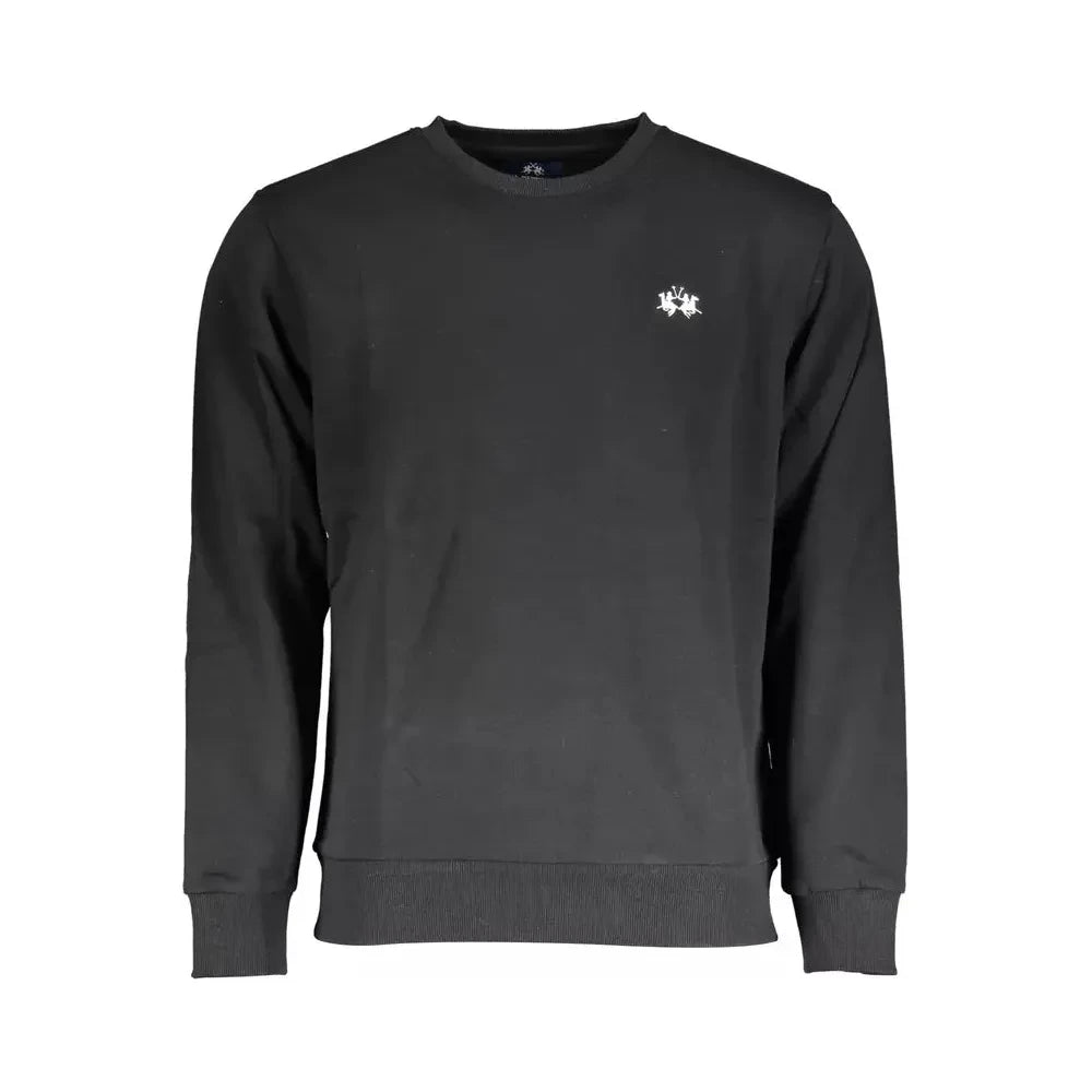 La Martina Black Cotton Men Sweater La Martina