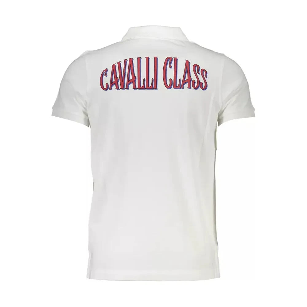 Cavalli Class White Cotton Men Polo Shirt Cavalli Class