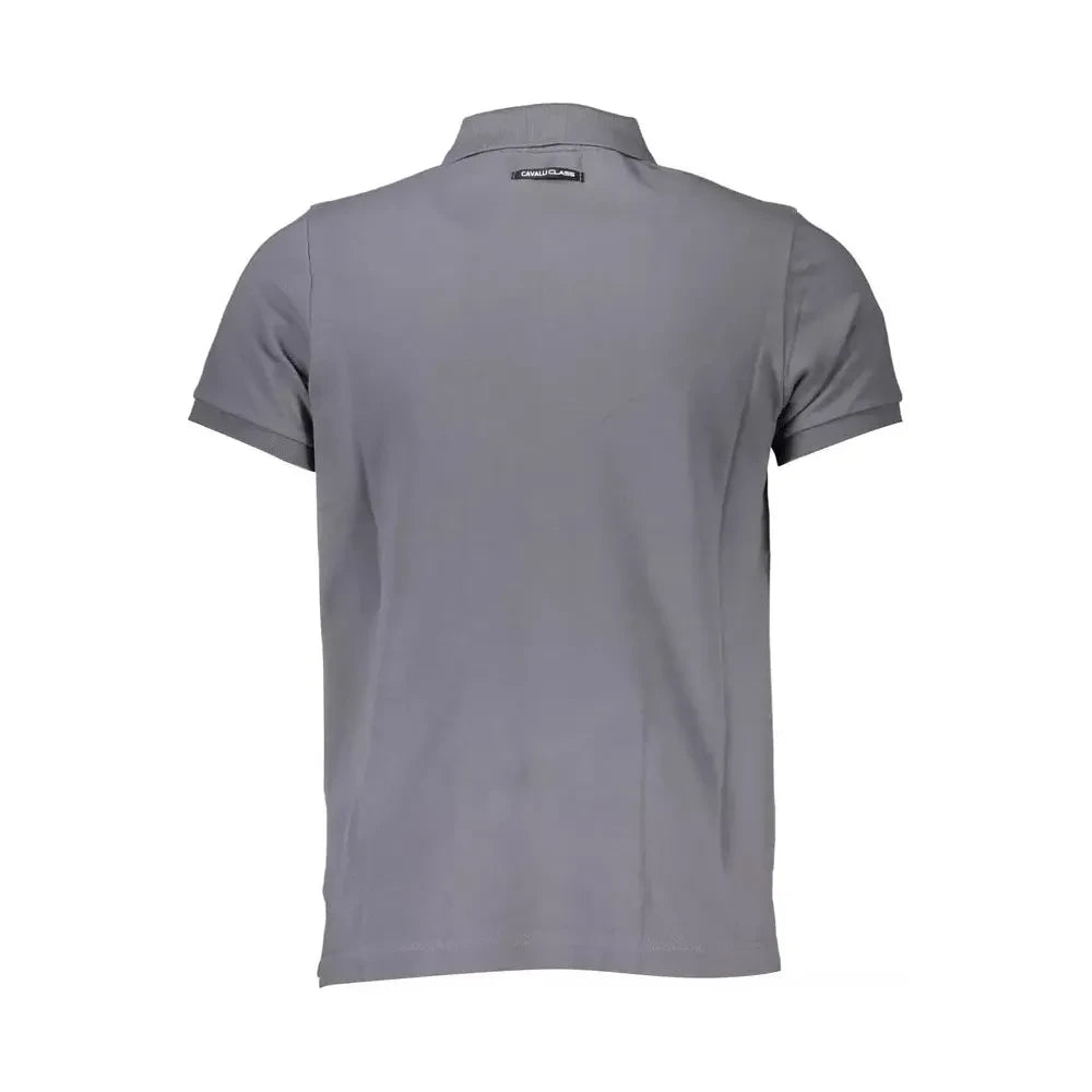 Cavalli Class Gray Cotton Men Polo Shirt Cavalli Class