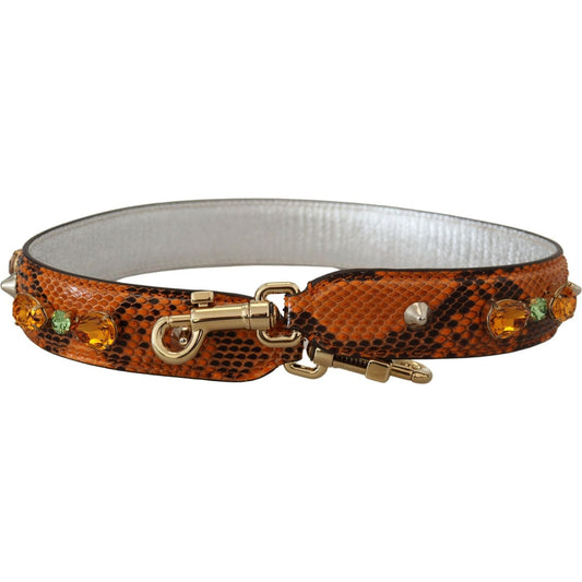 Dolce & Gabbana Chic Orange Leather Bag Strap with Gold-Tone Clasps Dolce & Gabbana