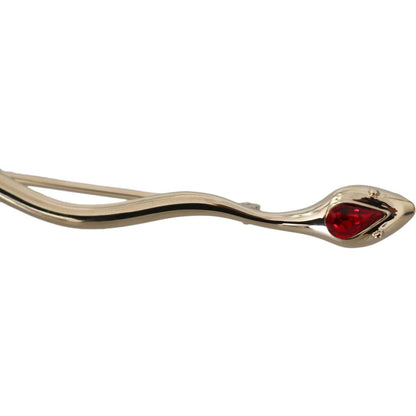 Dolce & Gabbana Silver Brass Crystal Spilla Serpente Brooch Pin