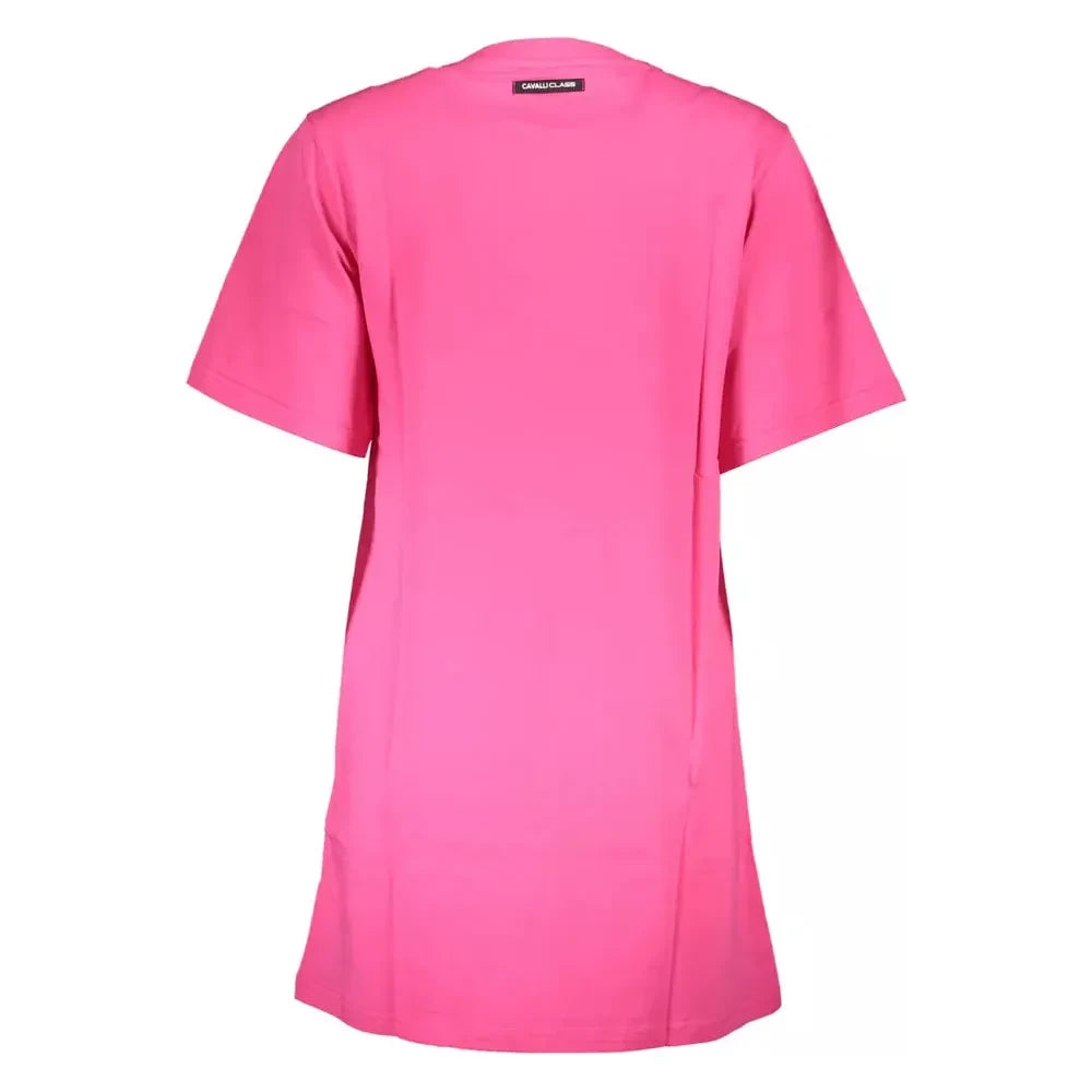 Cavalli Class Pink Cotton Women Dress Cavalli Class