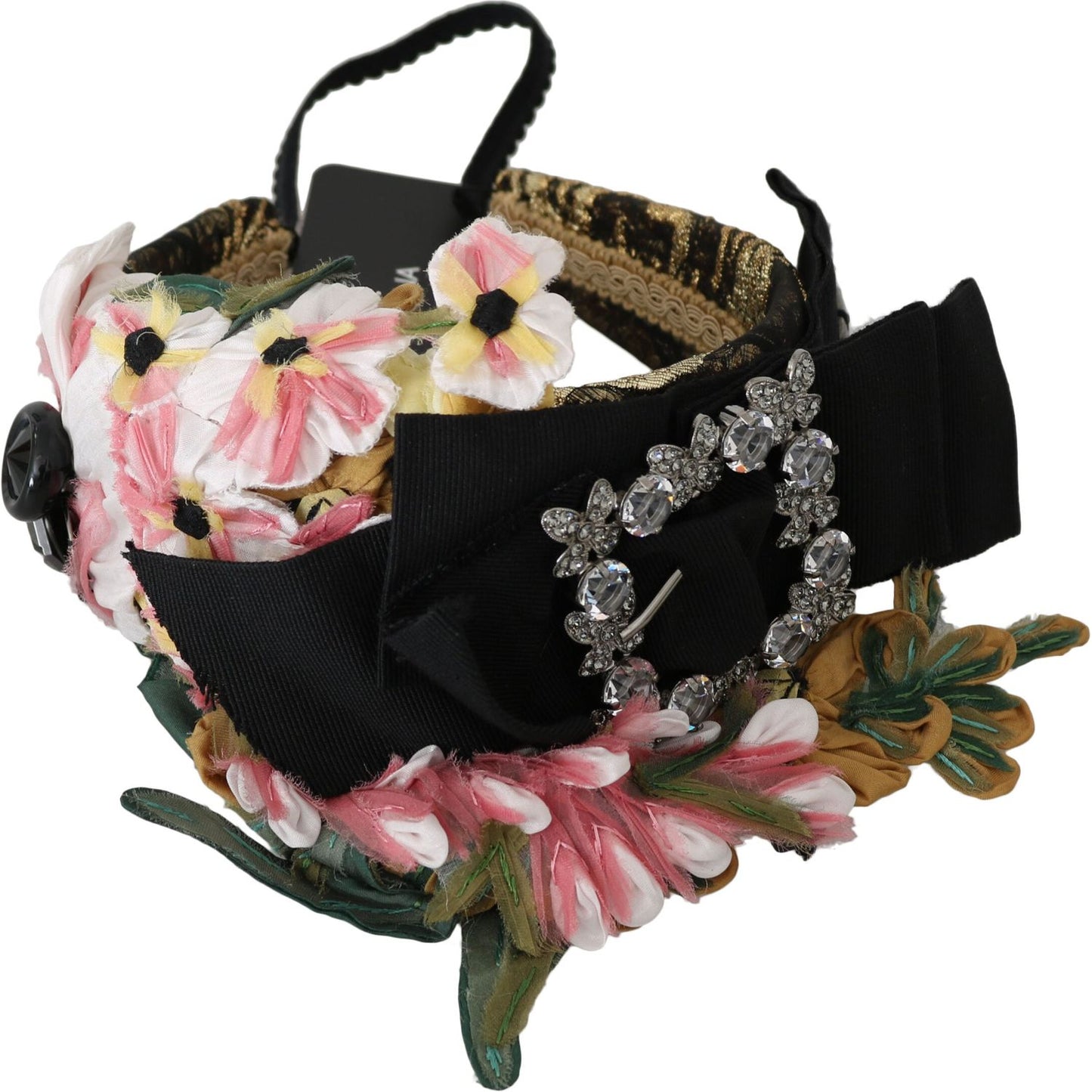 Dolce & Gabbana Multicolor Tiara Floral Crystal Bow Diadem Headband