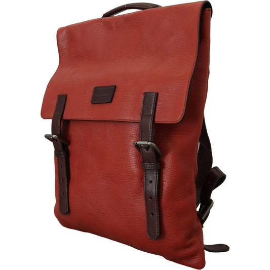 Dolce & Gabbana Elegant Calfskin Leather Backpack in Orange Dolce & Gabbana Saddle Brown
