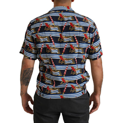 Dolce & Gabbana Multicolor Beach Chair Short Sleeves Shirt