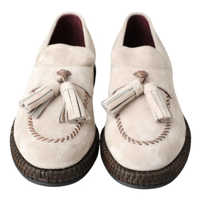 Dolce & Gabbana Ivory Suede Leather Men Espadrille Shoes Dolce & Gabbana