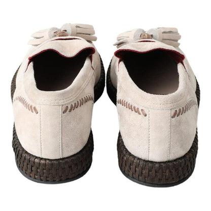 Dolce & Gabbana Ivory Suede Leather Men Espadrille Shoes Dolce & Gabbana