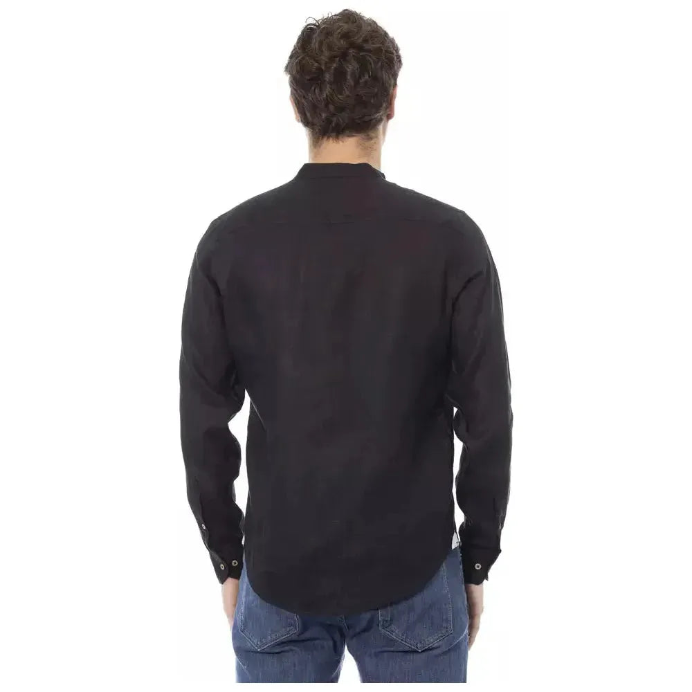 Baldinini Trend Black Lyocell Men Shirt Baldinini Trend