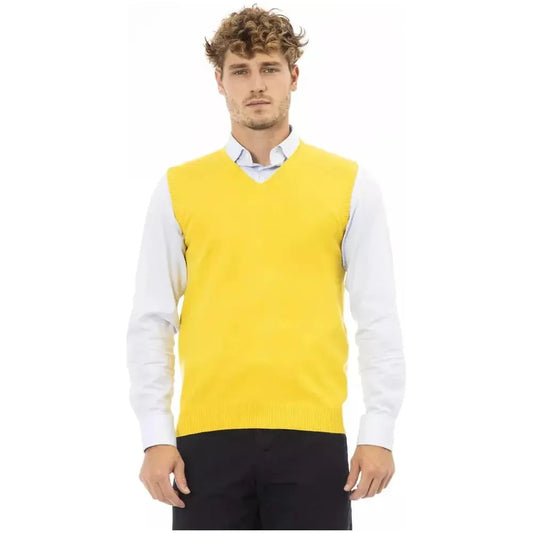 Alpha Studio Yellow Viscose Men Vest Alpha Studio