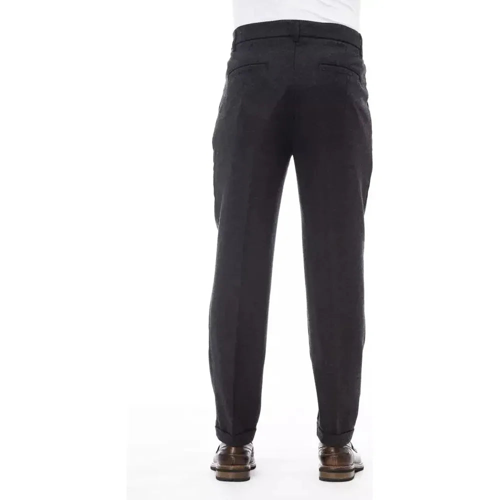 Alpha Studio Gray Wool Men Pants Alpha Studio