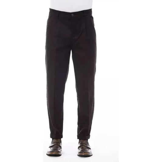 Alpha Studio Brown Wool Men Pant Alpha Studio