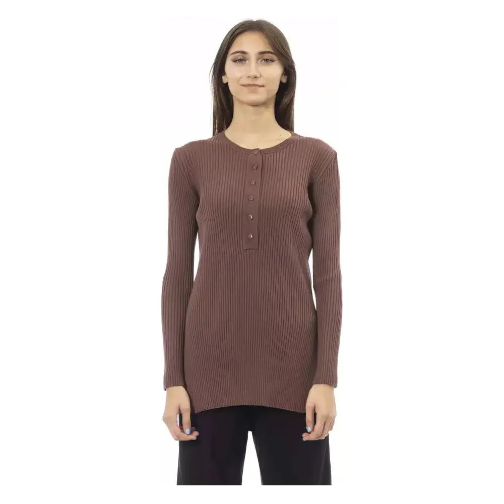 Alpha Studio Brown Viscose Women Sweater Alpha Studio