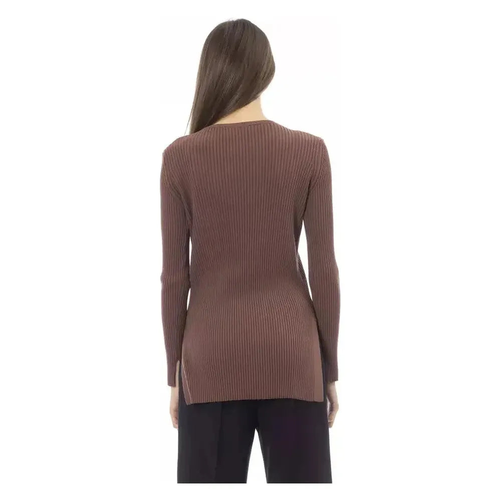 Alpha Studio Brown Viscose Women Sweater Alpha Studio