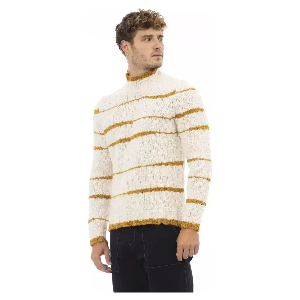 Alpha Studio Beige Alpaca Men Sweater Alpha Studio