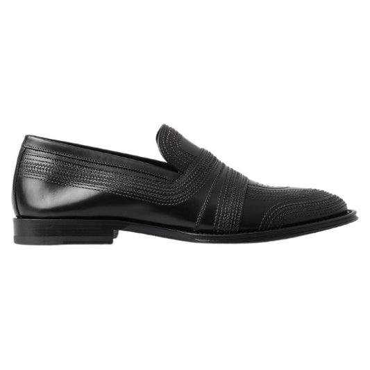 Dolce & Gabbana Elegant Black Leather Slipper Loafers Dolce & Gabbana