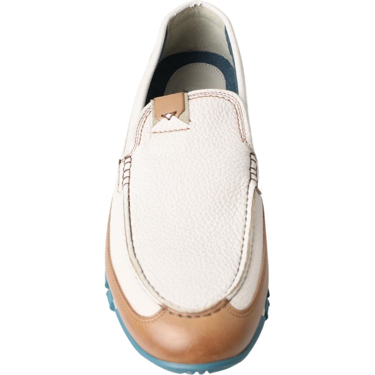 Dolce & Gabbana White Leather Loafers Moccasins Shoes Dolce & Gabbana