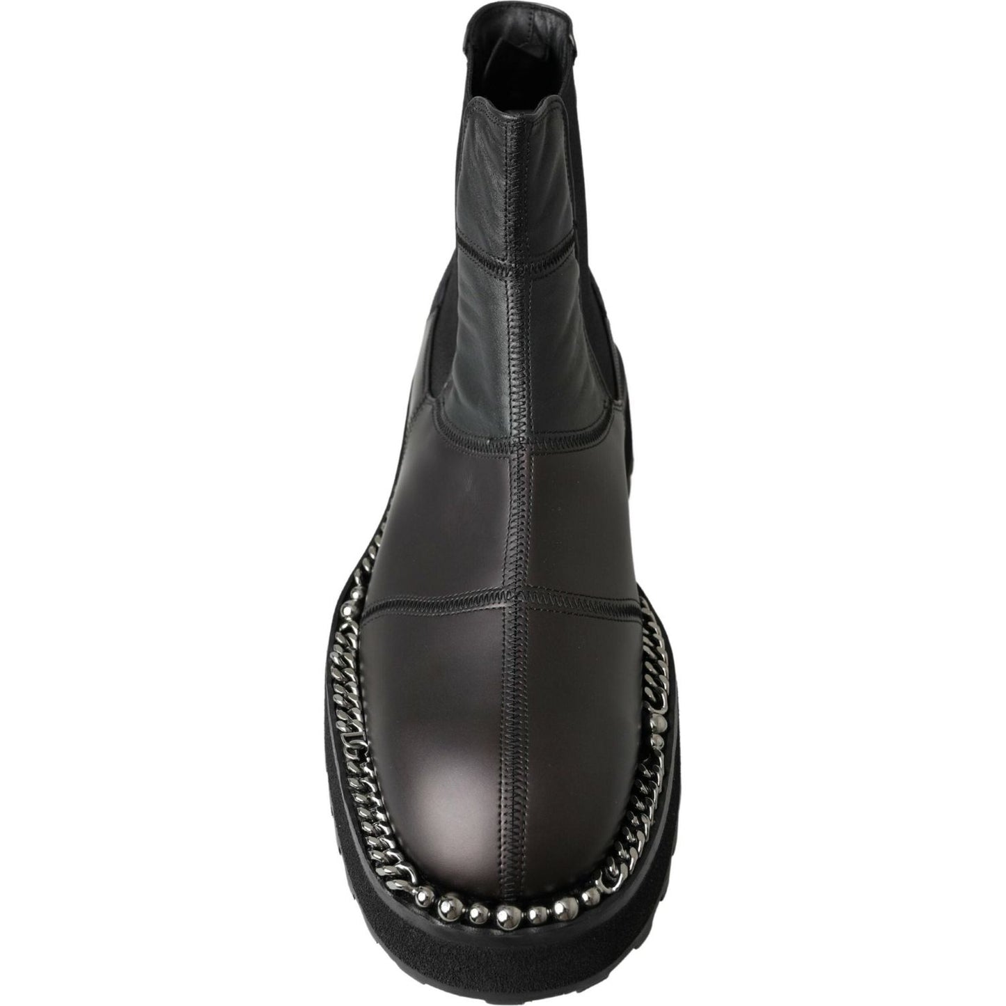 Dolce & Gabbana Black Leather Slip on Stretch Boots Dolce & Gabbana