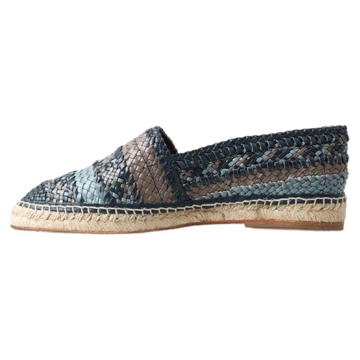 Dolce & Gabbana Blue Gray Leather Buffalo Espadrille Shoes Dolce & Gabbana