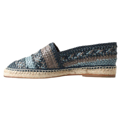 Dolce & Gabbana Blue Gray Leather Buffalo Espadrille Shoes Dolce & Gabbana