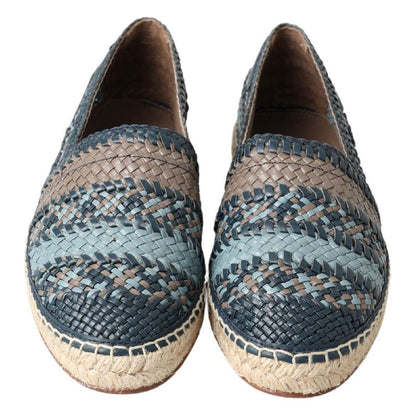 Dolce & Gabbana Blue Gray Leather Buffalo Espadrille Shoes Dolce & Gabbana