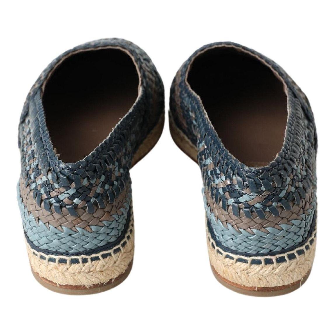 Dolce & Gabbana Blue Gray Leather Buffalo Espadrille Shoes Dolce & Gabbana