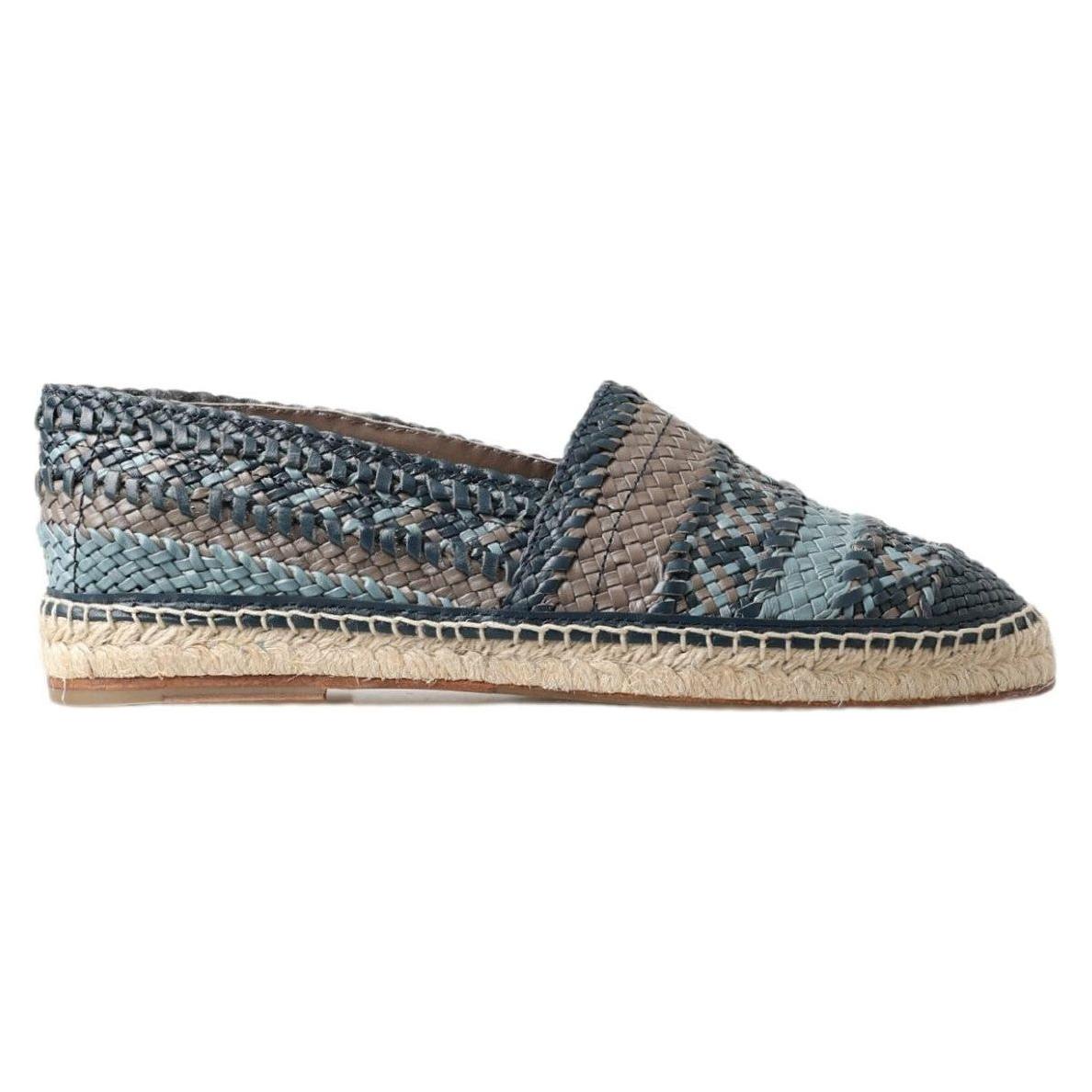 Dolce & Gabbana Blue Gray Leather Buffalo Espadrille Shoes Dolce & Gabbana