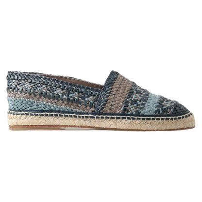 Dolce & Gabbana Blue Gray Leather Buffalo Espadrille Shoes Dolce & Gabbana