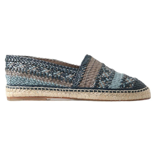 Dolce & Gabbana Blue Gray Leather Buffalo Espadrille Shoes Dolce & Gabbana