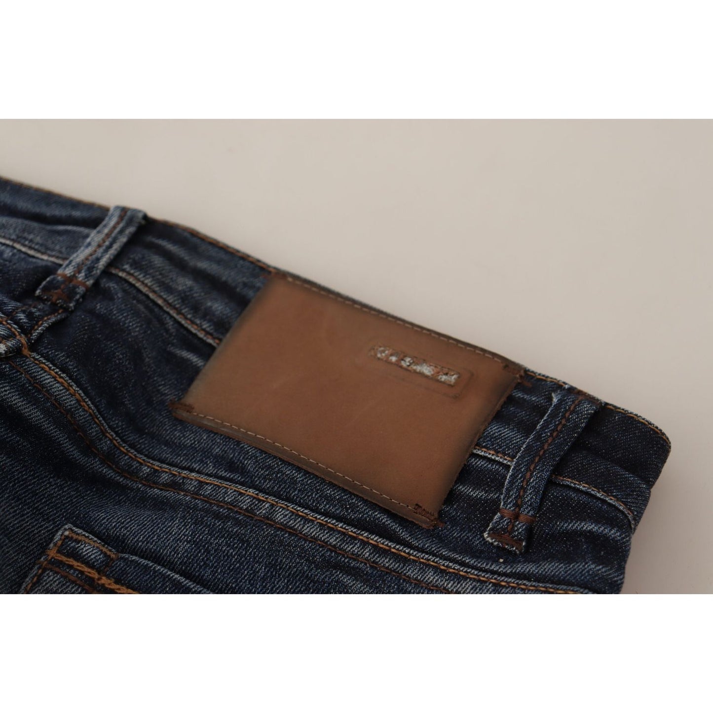 Acht Blue Washed Cotton Low Waist Skinny Denim Jeans Acht