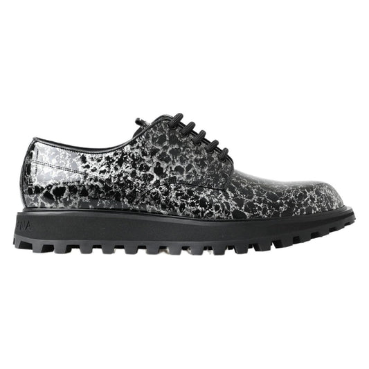 Dolce & Gabbana Black White Derby Patent Leather Shoes Dolce & Gabbana