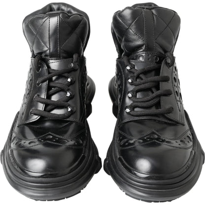 Dolce & Gabbana Black Leather Ankle Casual Boots Dolce & Gabbana