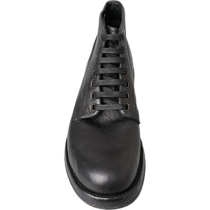 Dolce & Gabbana Black Horse Leather Perugino Boots Dolce & Gabbana