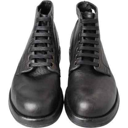 Dolce & Gabbana Black Horse Leather Perugino Boots Dolce & Gabbana