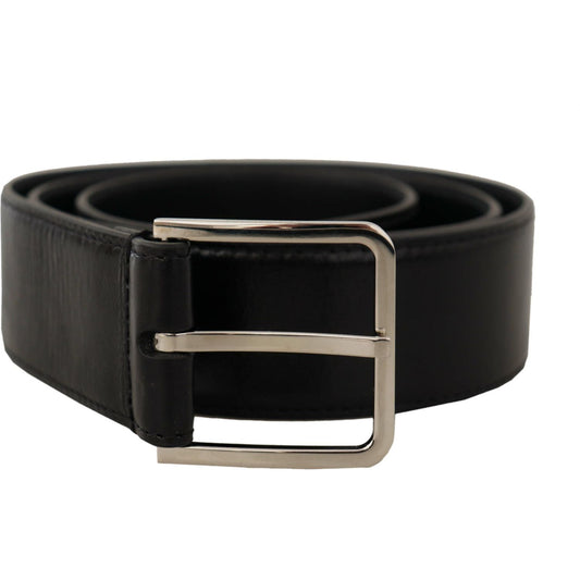 Dolce & Gabbana Elegant Black Leather Belt with Metal Buckle Dolce & Gabbana