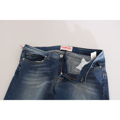 Fiorucci Blue Washed Mid Waist Slim Fit Denim Jeans Fiorucci