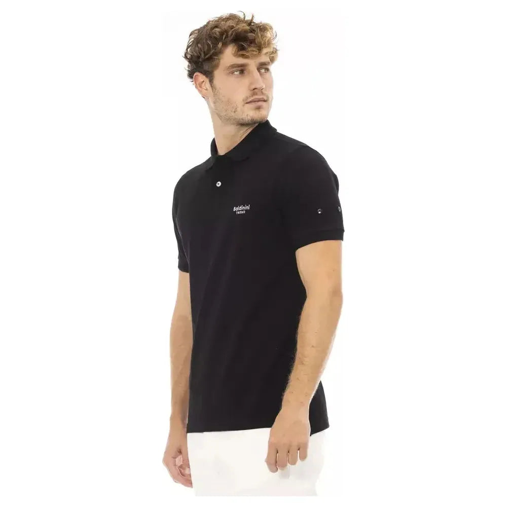 Baldinini Trend Black Cotton Men Polo Shirt Baldinini Trend