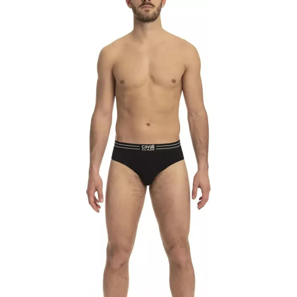 Cavalli Class Black Cotton Men's Underwear Trio Pack