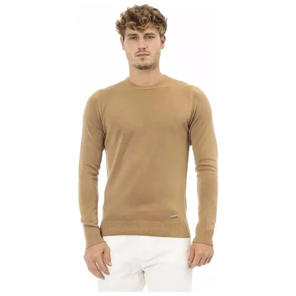 Baldinini Trend Beige Modal Men Sweater Baldinini Trend Rosy Brown
