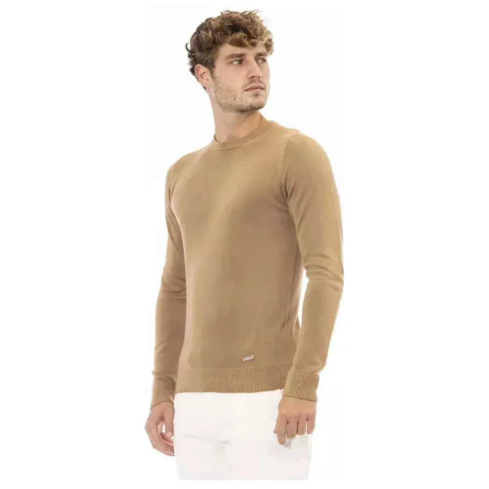 Baldinini Trend Beige Modal Men Sweater Baldinini Trend Rosy Brown