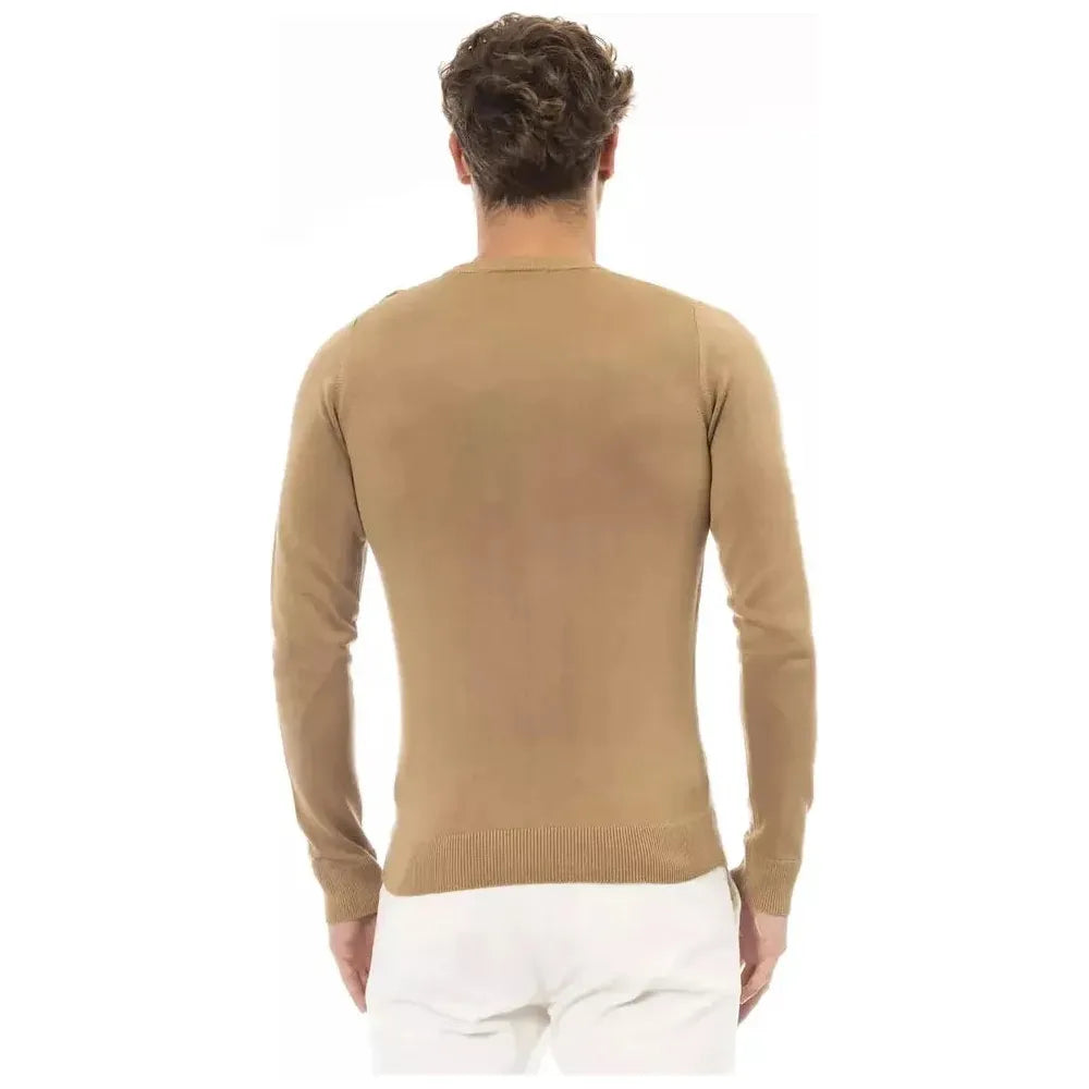 Baldinini Trend Beige Modal Men Sweater Baldinini Trend Rosy Brown