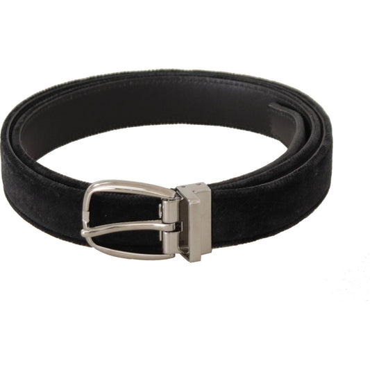 Dolce & Gabbana Elegant Velvet Designer Belt with Logo Engraved Buckle Dolce & Gabbana